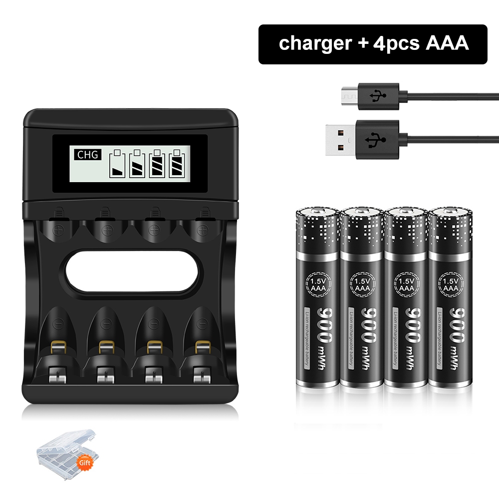 PALO 1 5v Li Ion Battery Charger 4 Slot USB Rechargeable AA AAA Lithium