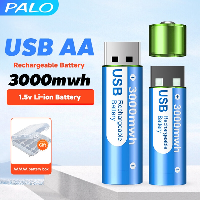 Palo 1 5V AA USB Rechargeable Battery 3000 MWh 1 5V Li Ion AA Battery