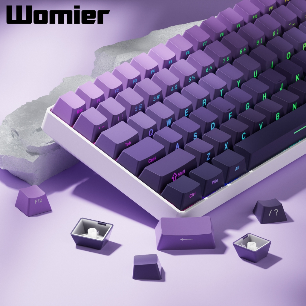 WOMIER 136 Keys Side Printed Keycaps PBT Double Shot Shine Through