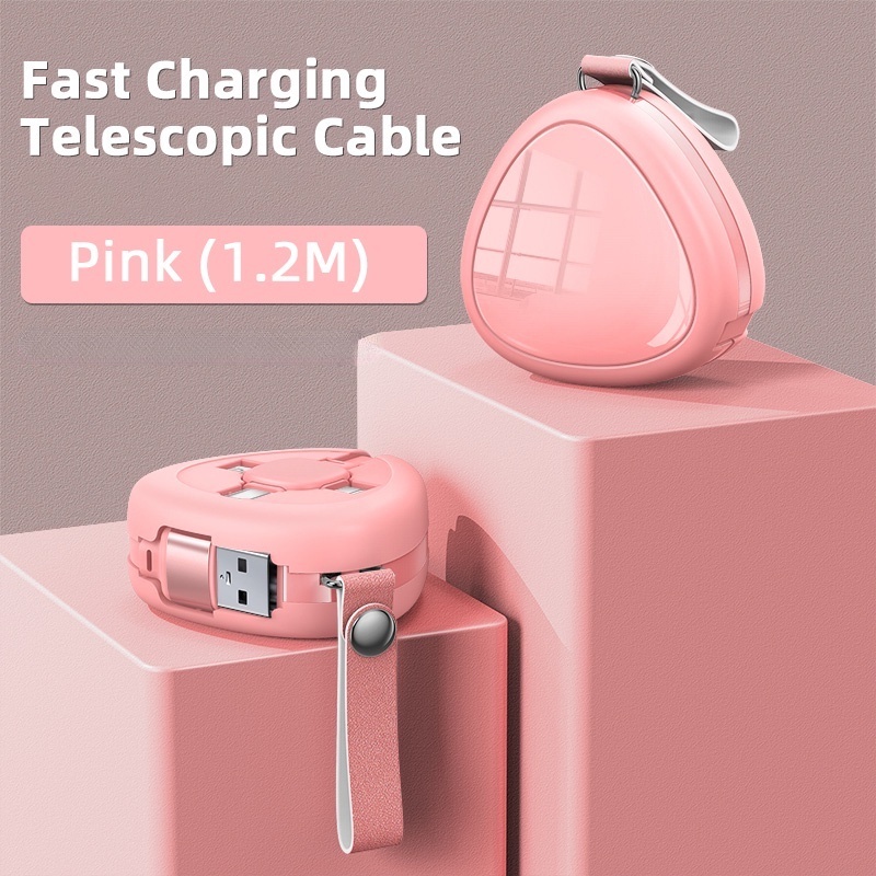 New 4 In 1 USB Retractable Square Cable With Phone Holder Telescopic