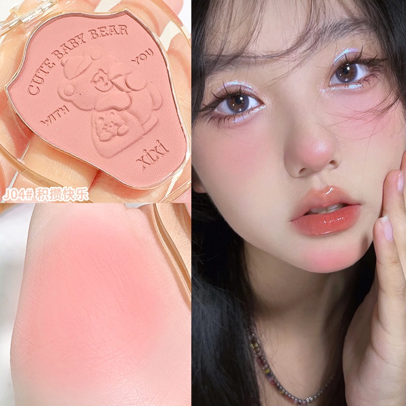 XIXI Working Bear Reverse Inner Roll Blush Mini Compact Trimming Rouge Brighten Natural Nude