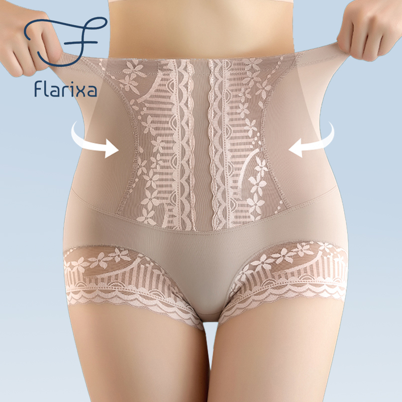 Flarixa Summer Seamless Ice Silk Panties For Women S Lace High Waist