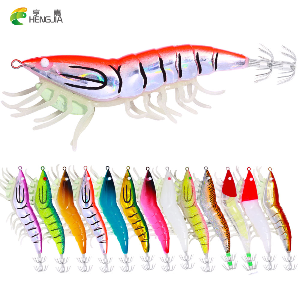 Hengjia Pc D Eyes Wooden Shrimp Bait Luminous Hard Bait Mm G