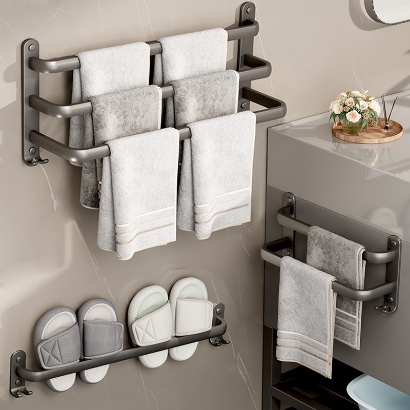 Yun Jie Ya Grey Bilik Air Bathroom Towel Rack Towel Hanger Kitchen