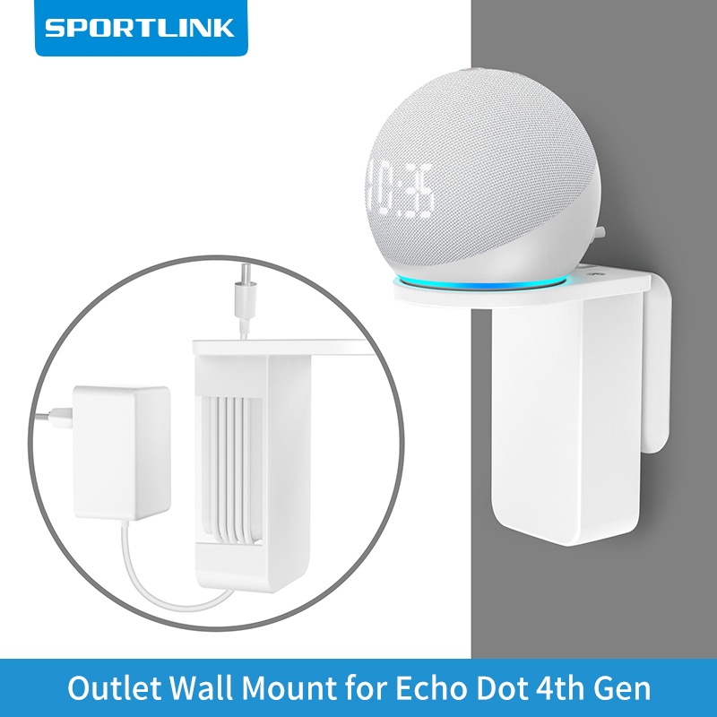 SPORTLINK Outlet Wall Mount For Alexa Echo Dot 4 With Built In Cable