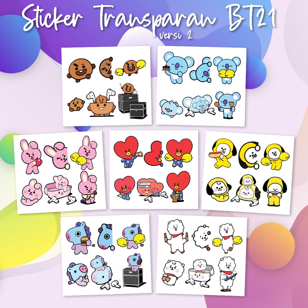 Transparent Sticker Bt Version Sticker Kpop Bts Chimmy Cooky Koya