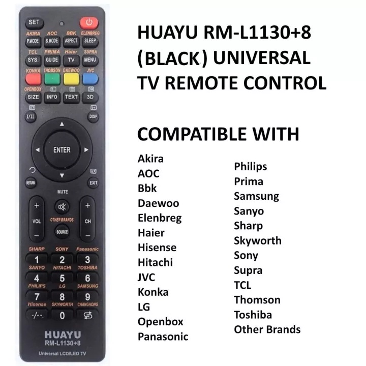 New Universal Huayu Rm L1130 X TV Remote Control Universal AKIRA AOC