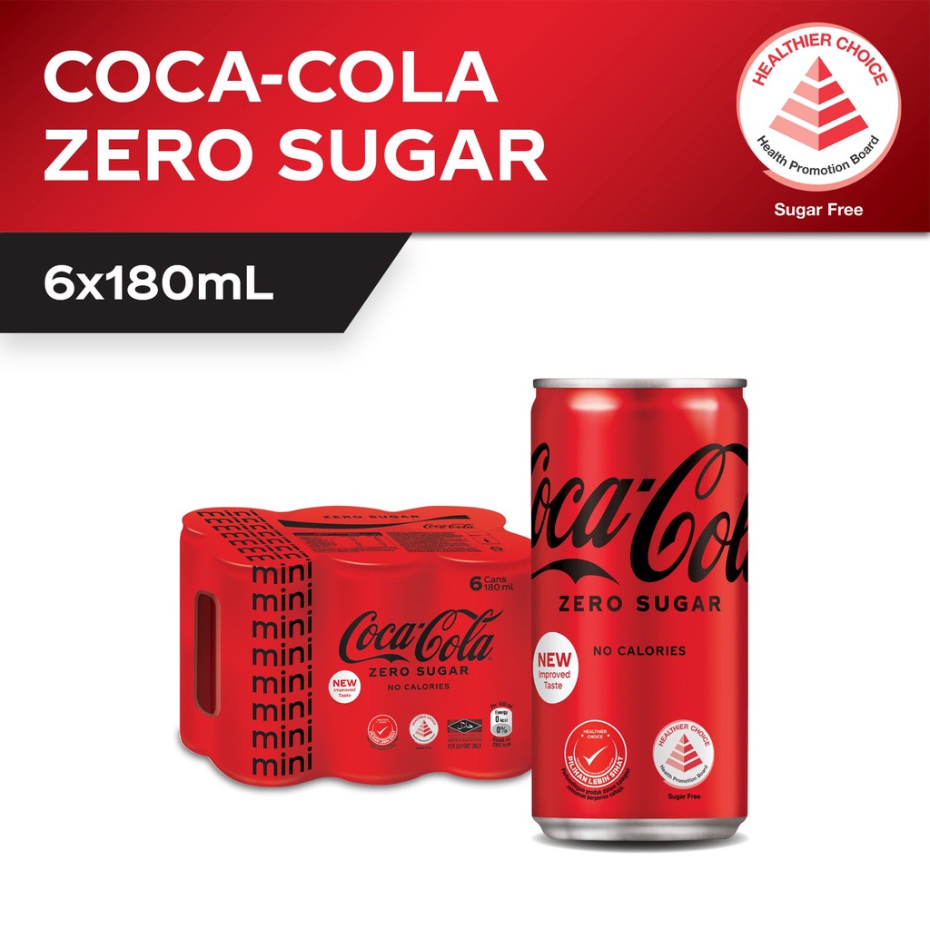 Coca Cola No Sugar Mini Cans 6 X 180ml Pack Coke Shopee Singapore