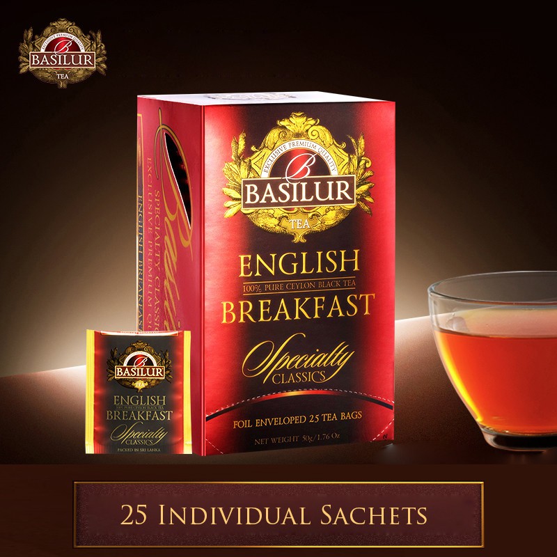 Basilur English Breakfast Ceylon Black Tea 25 Individual Sachets