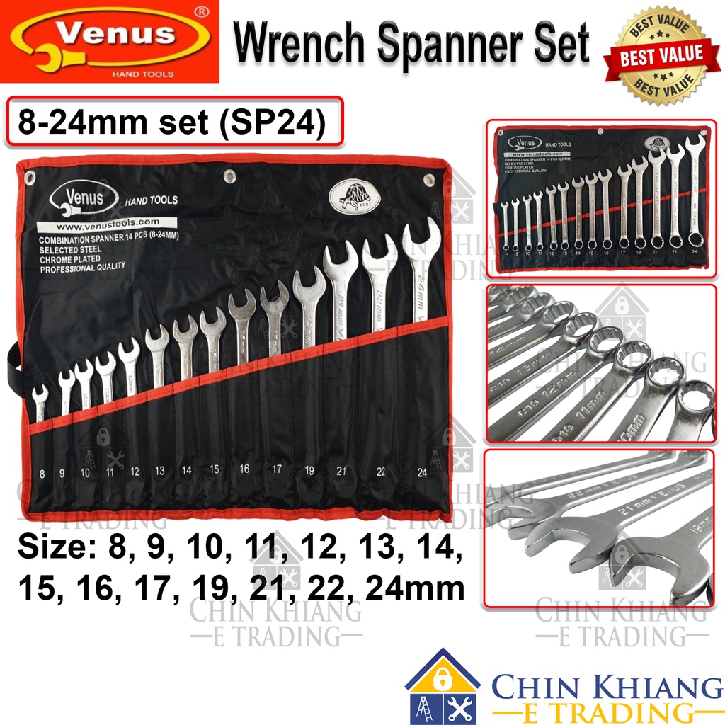 Venus Chrome Combination Wrench Spanner Sets Pcs Mm Mm Sp