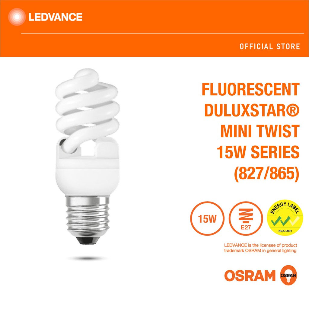 OSRAM Fluorescent DULUXSTAR Mini Twist 15W E27 2700K 6500K Shopee