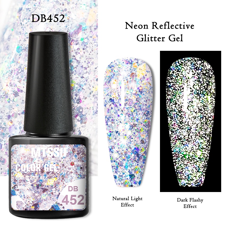 Mtssii Ml Sparkling Gel Nail Polish Neon Reflective Glitter Nail Gel