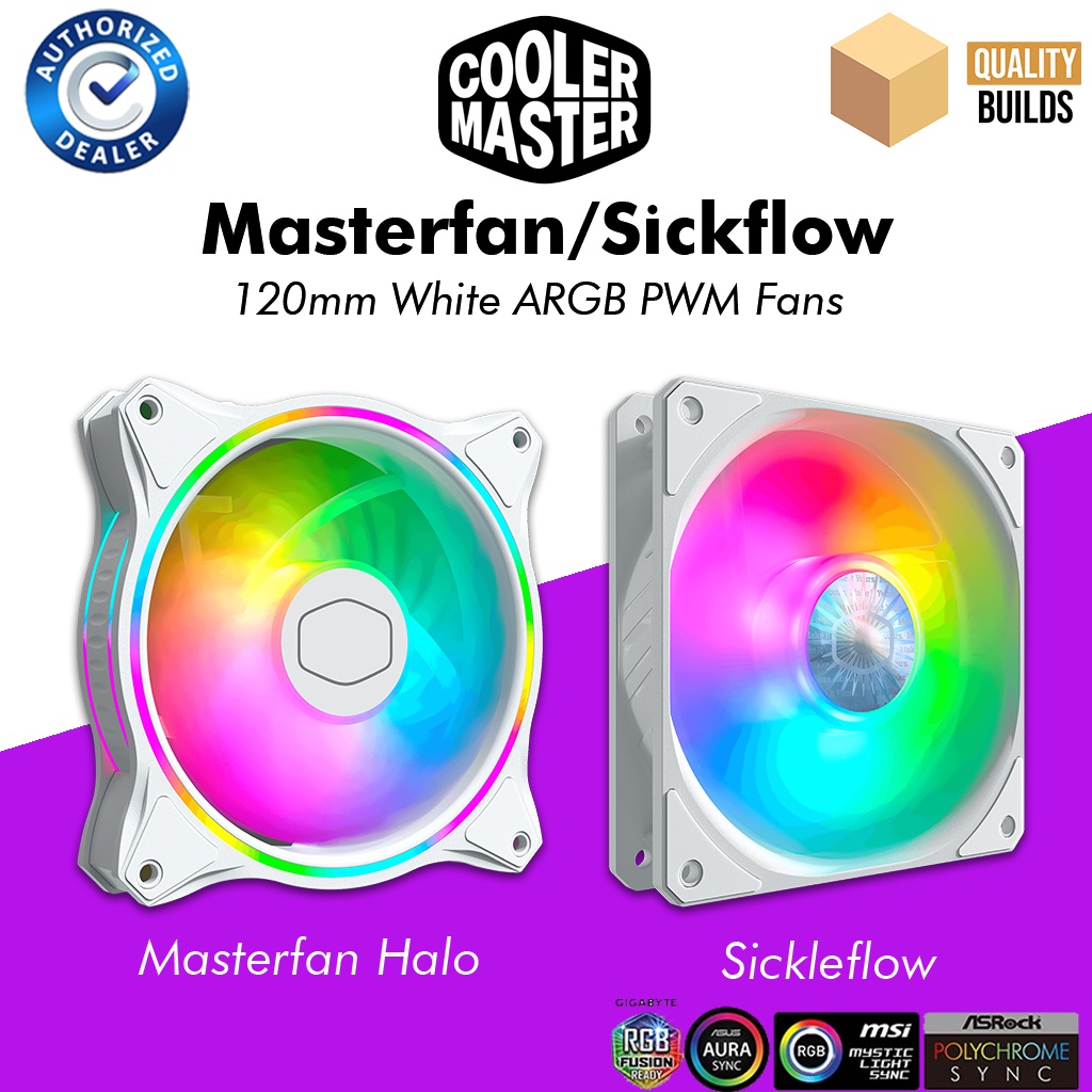 Coolermaster White Mm Argb Masterfan Sickleflow Halo Rgb Pwm Fans Pc