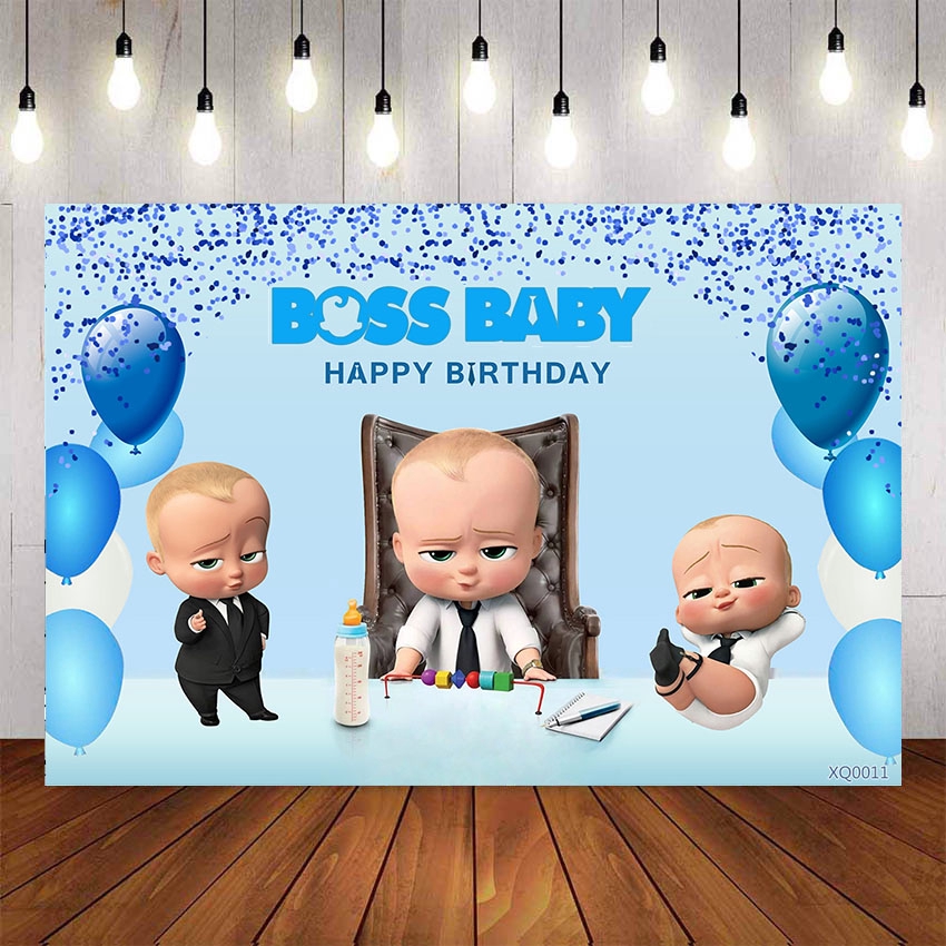 Boss Baby Shower Backdrop Vinyl Blue Balloons Backgrounds For Custom