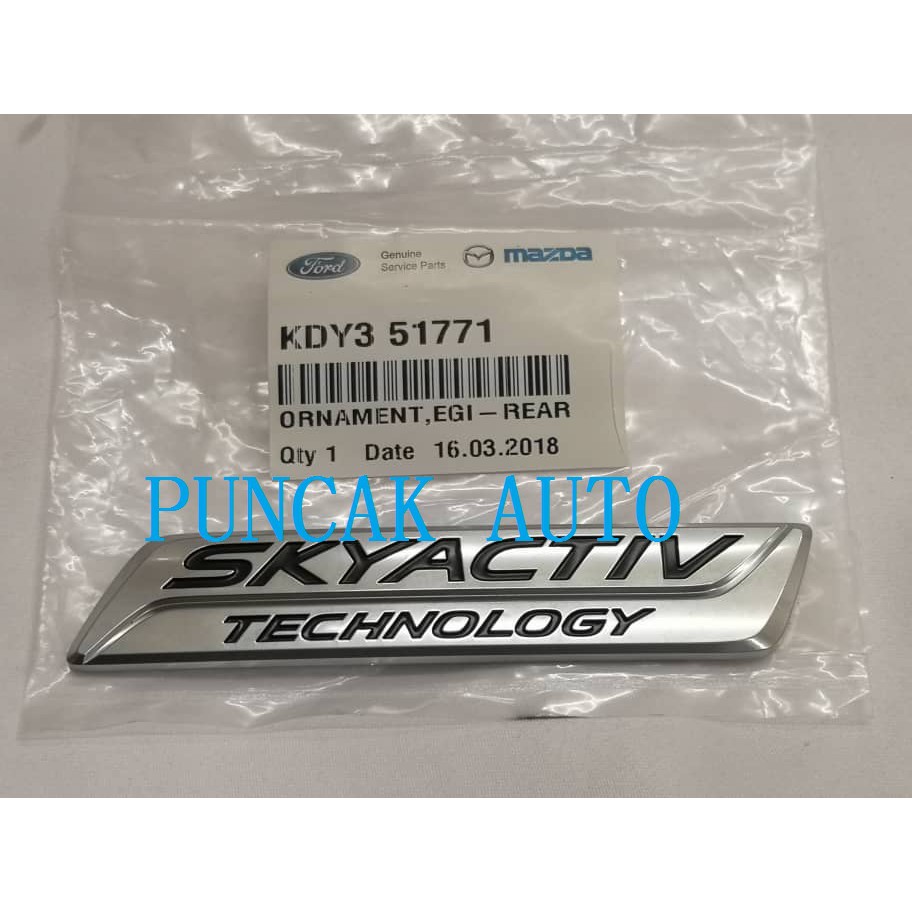 ORIGINAL MAZDA SKYACTIV TECHNOLOGY REAR BONNET SIDE LOGO EMBLEM