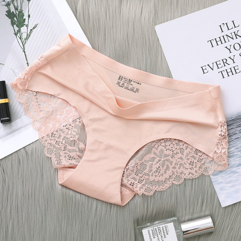 Women Ice Silk Lace One Piece Seamless Panties Seluar Dalam Wanit