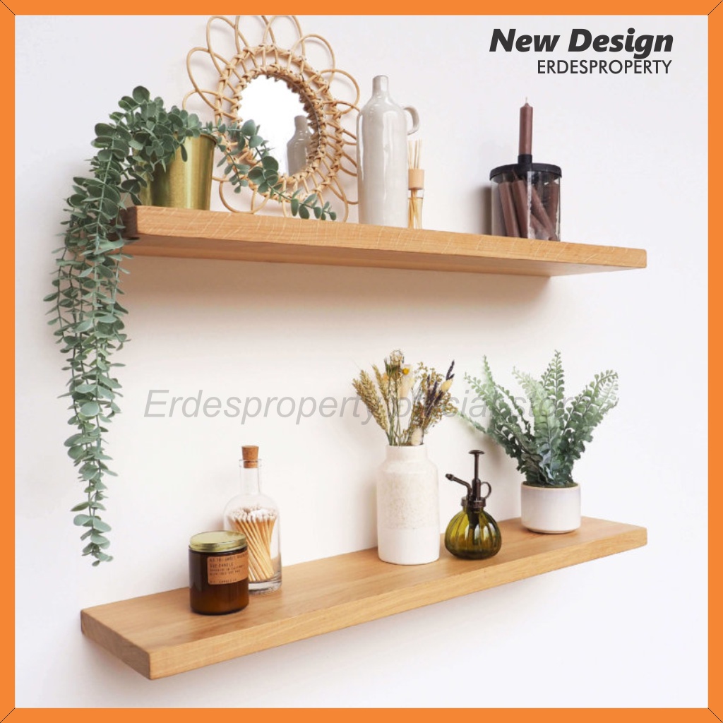 KAYU HIASAN DINDING Original Solid Wood Shelf Wall Shelf Floating Shelf