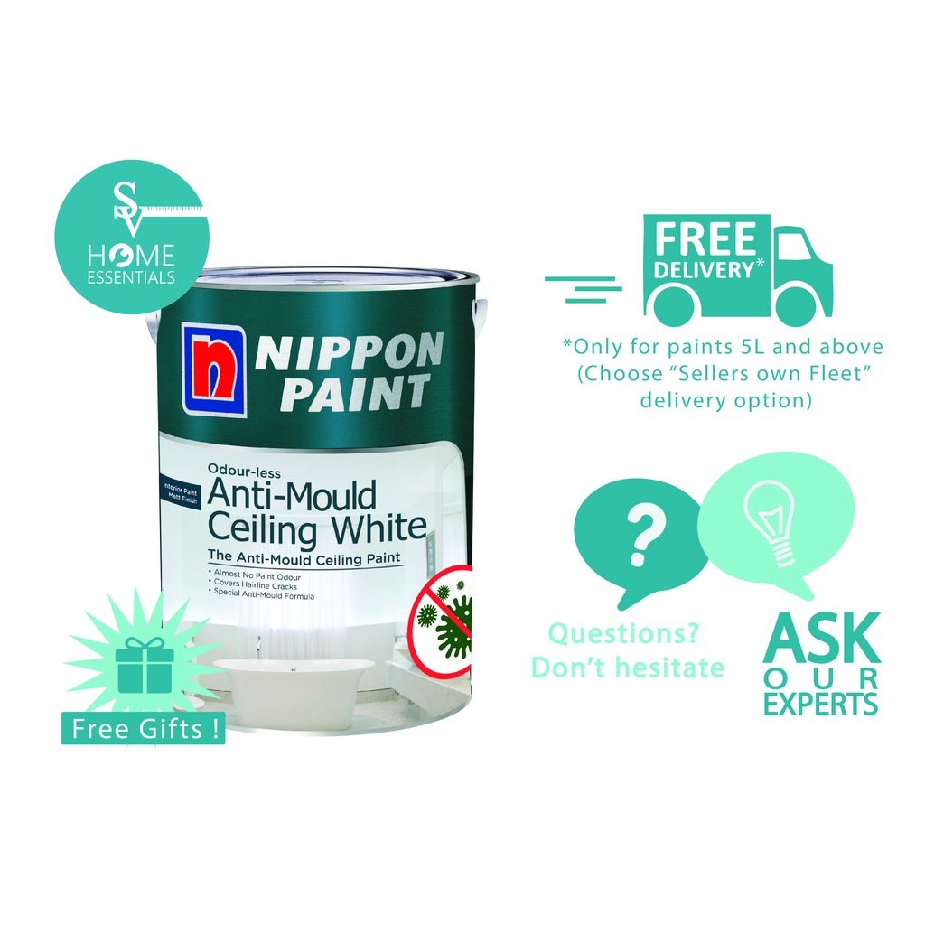 Nippon Odour Less Anti Mould Ceiling White L Shopee Singapore