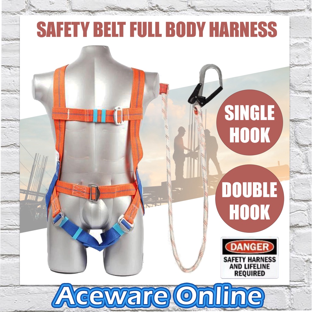 Safety Belt Full Body Harness Polyamide Lanyard Large Hook Sh H