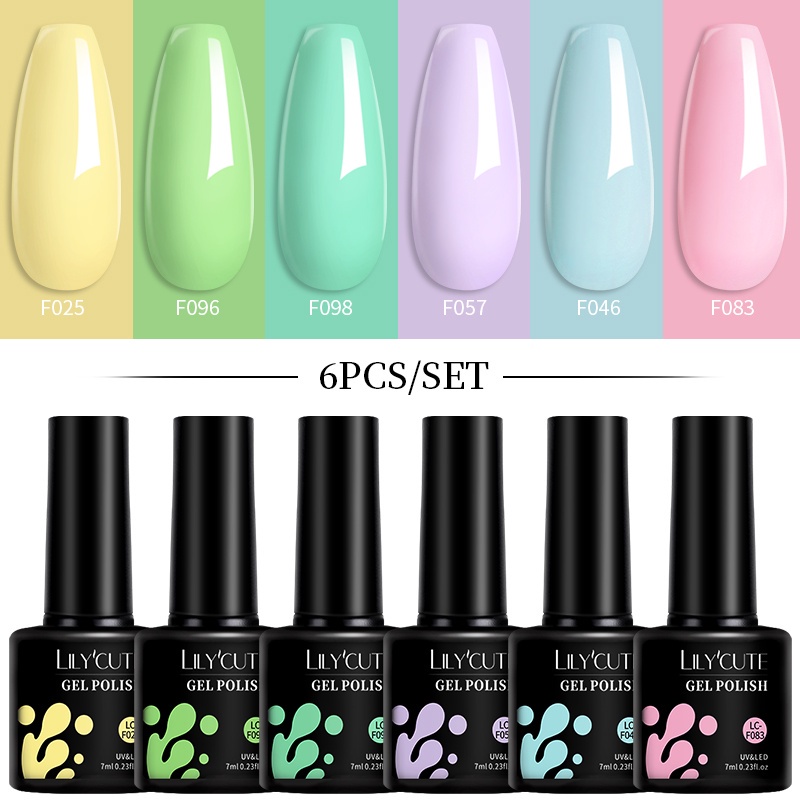 Lilycute Set Gel Nail Polish Set Kit Macaron Color Uv Led Nail Art Gel