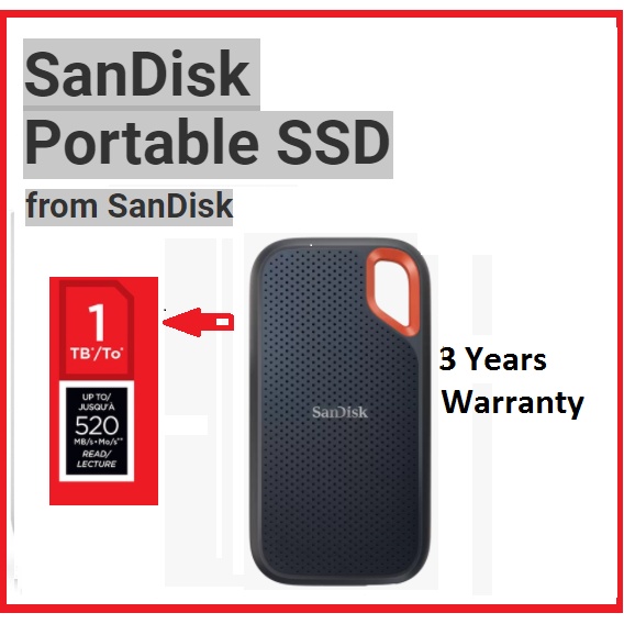 SanDisk E30 Portable SSD 520MB S Read External Hard Drive USB 3 2 Gen2