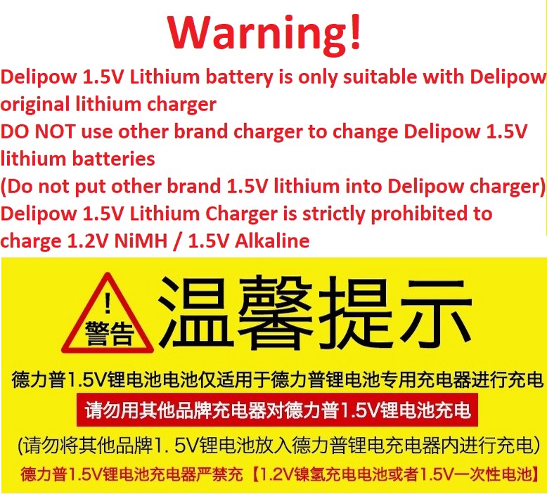 Delipow Lithium Aaa Aa Battery Rechargeable Batteries High Capacity