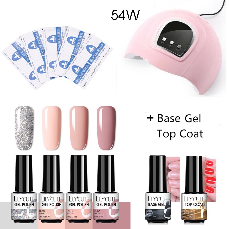 Lilycute Pcs Gel Nail Polish Set Pink Nude Nail Starter Kit Ml Color