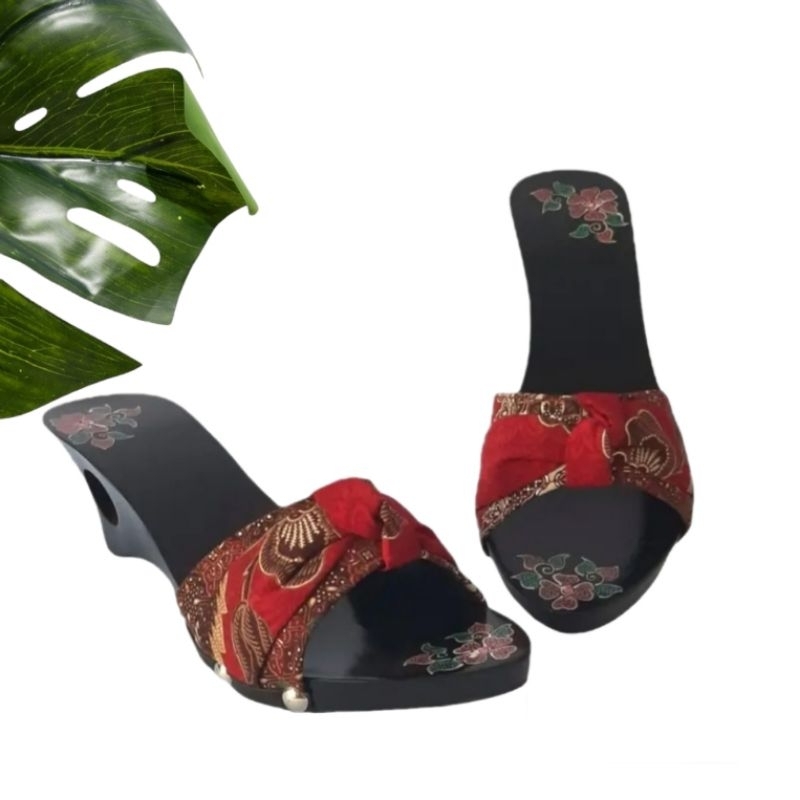 KAYU Women S Wooden Sandals Women S Batik Wood Clogs Wedges Sandals