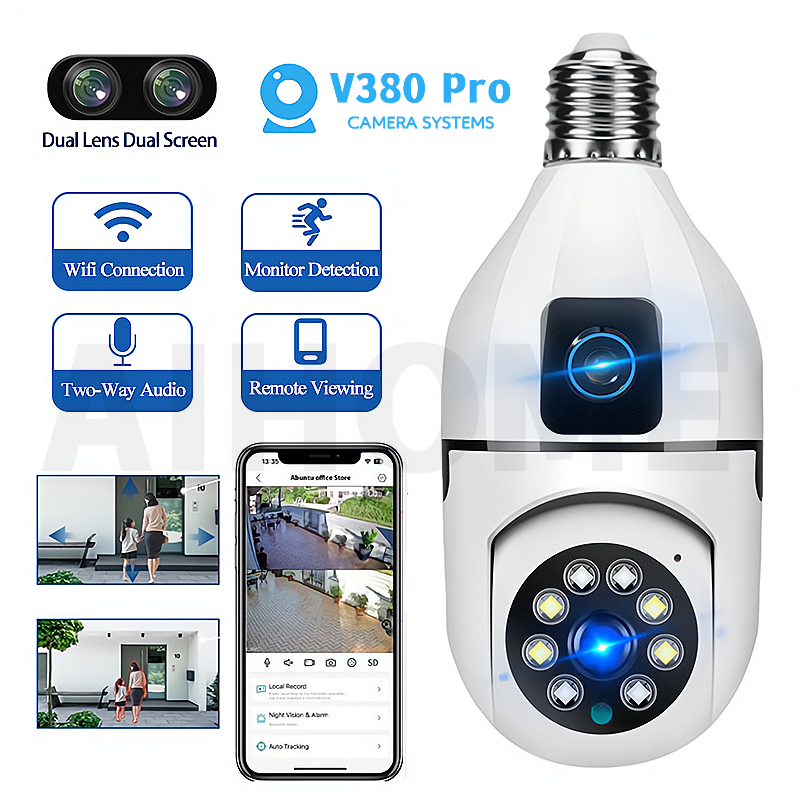 Aihome V Pro Cctv Camera Light Wireless Dual Lens Auto Tracking