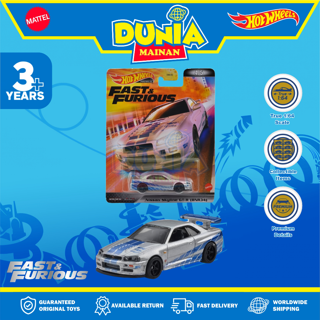 Hot Wheels Fast Furious Premium Nissan Skyline GT R BNR34 R34