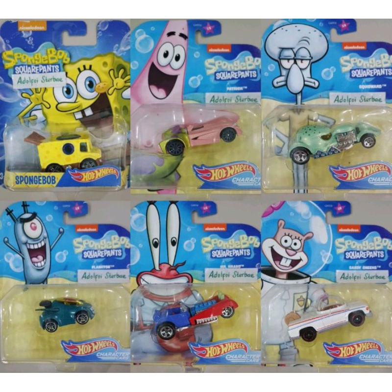 Squidward Mr Krabs Plankton Hot Wheels Character Cars Spongebob My