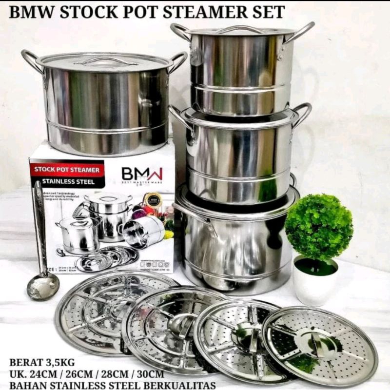 Panci Stock Pot Steamer Set Bmw Stock Pot Stainless Panci Kukus