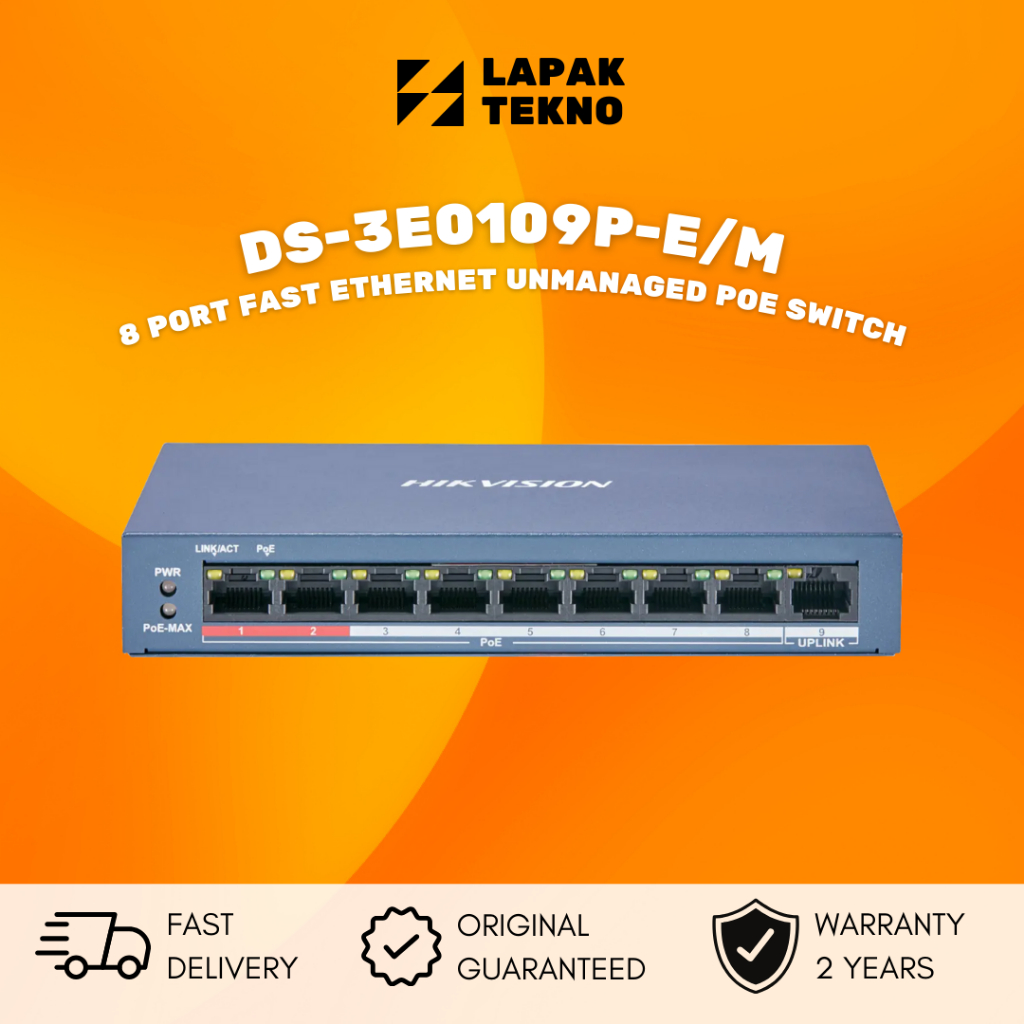 Hikvision DS 3E0109P E M 8 Port 100mbps Long Range Unmanaged PoE Switch