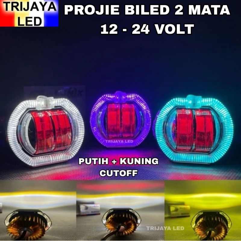 MATA PUTIH Led Daymaker Biled Front Spotlight 2 Eyes 12 24 Volt Shroud