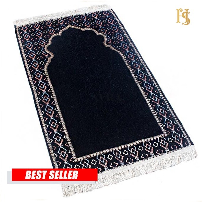 HITAM Thick Soft Turkish Prayer Rug Plain Premium Feather Adult Soft