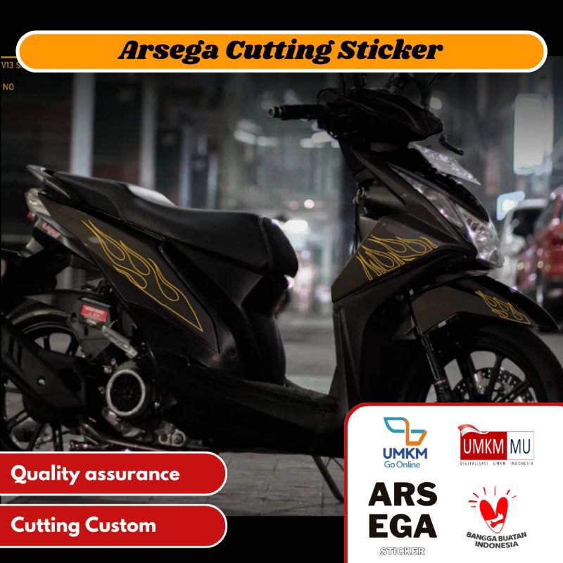 Arsega Cutting Sticker Stripping Motor Beat Fi Api Hot Wheels Mode