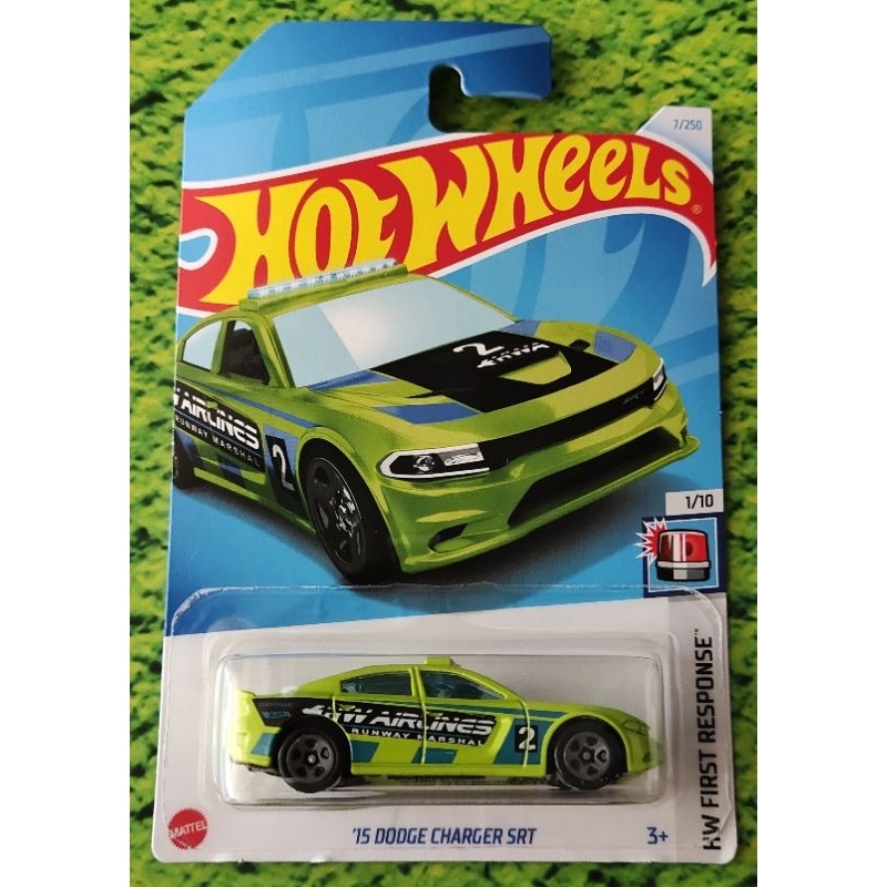 HIJAU Hot WHEELS 15 DODGE CHARGER SRT GREEN POLICE AIRLINES RUNWAY