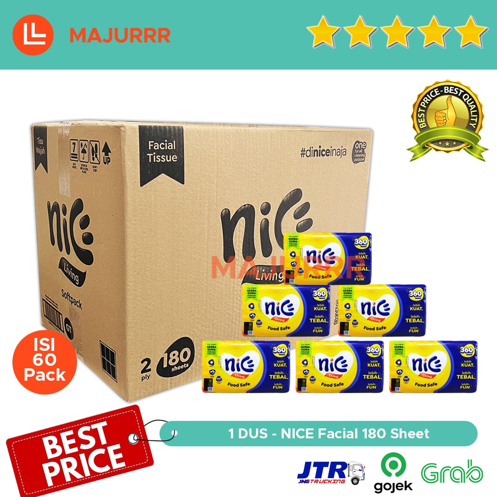 Wholesale NICE Facial Tissue 180 Sheet 2 Ply 1 DUS CARTON Contains