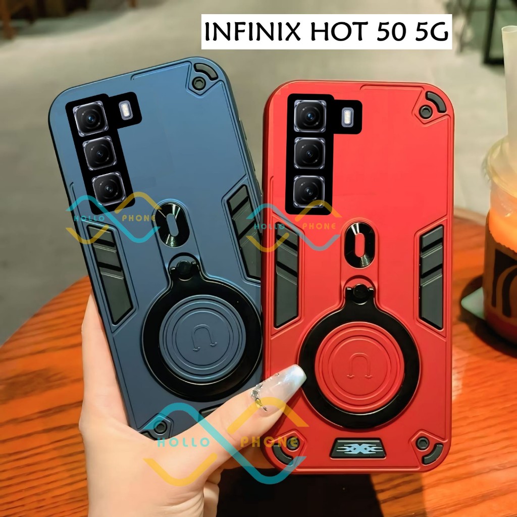 HP Casing Infinix Hot G Robot Case Ring Pro Camera Stand Cover
