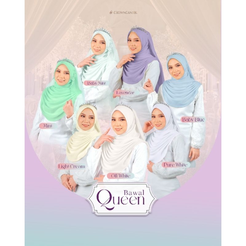 Bawal Queen Cotton Nikah Tunang Curve Bucu Round Shawl Off White Cream