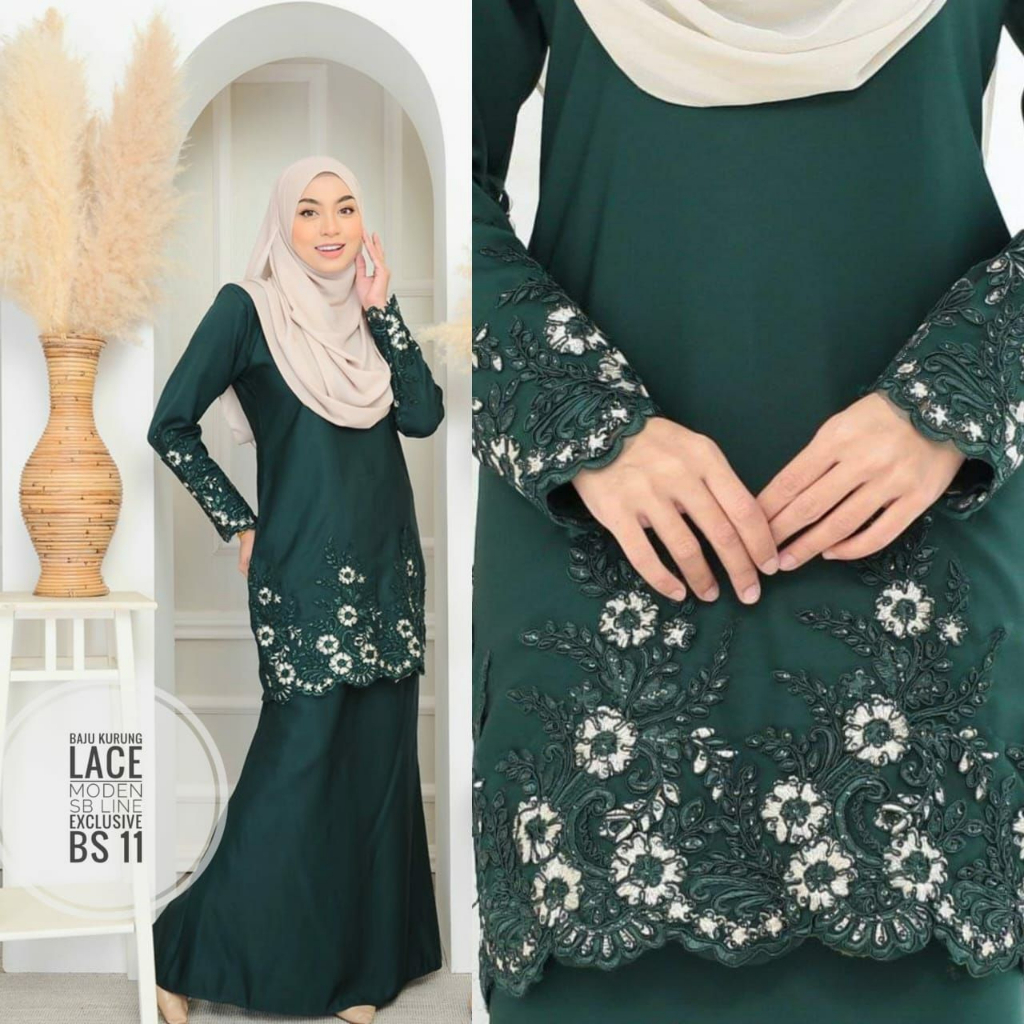 BAJU KURUNG MODEN SULAM LACE EXCLUSIVE Shopee Singapore