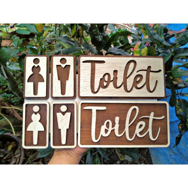 3D Toilet Tandas Lelaki Wanita Sign Board Wall Door Home Deco Wooden