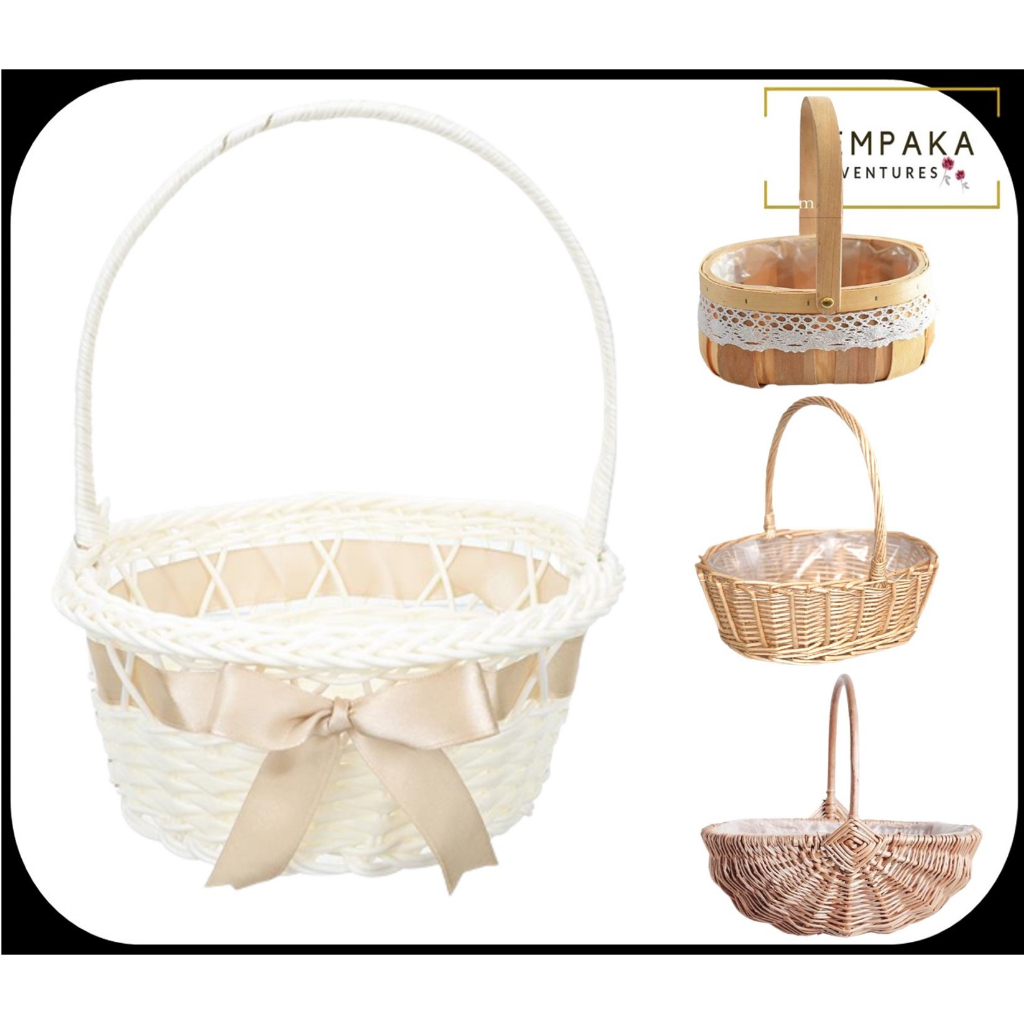 Flower Rattan Bamboo Oval Wicker Basket Bakul Hantaran Buah Rattan