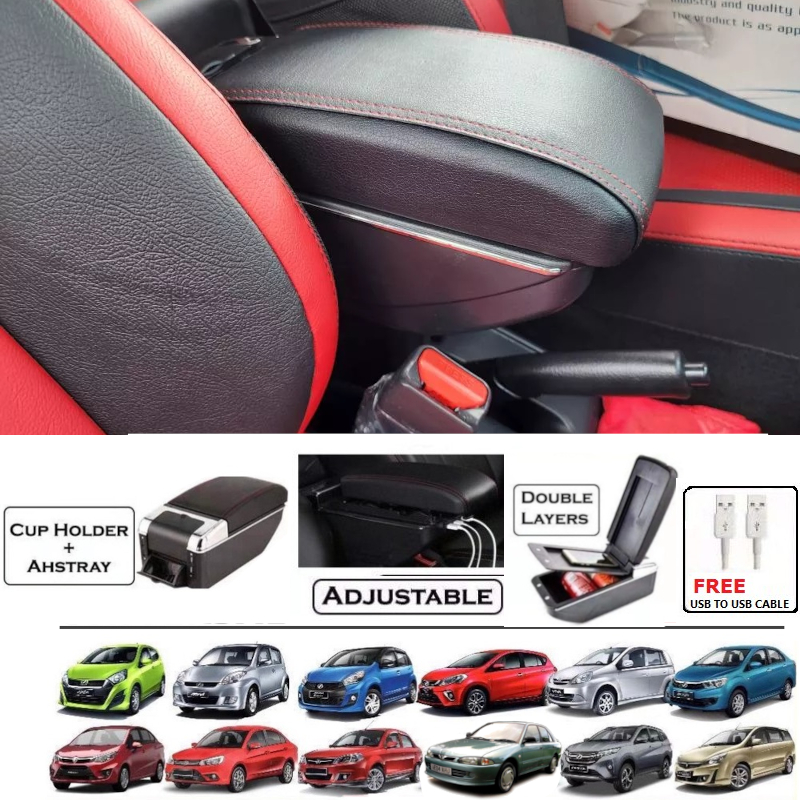 Car Usb Armrest Arm Rest Console Content Box Axia Myvi Bezza Viva Saga