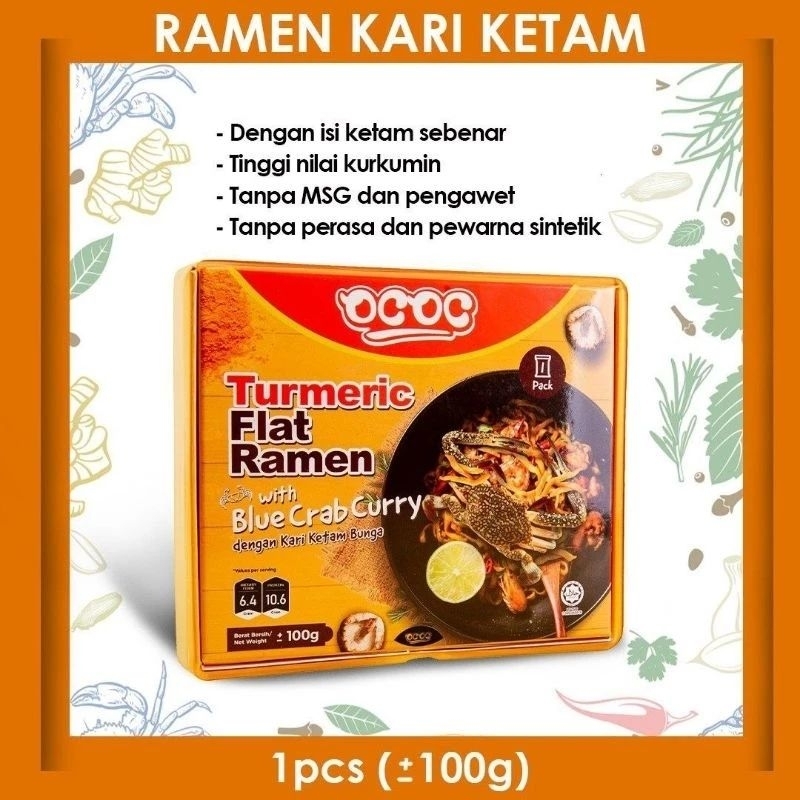 Ococ Ramen Kari Ketam Bunga Turmeric Flat Ramen With Blue Crab Curry