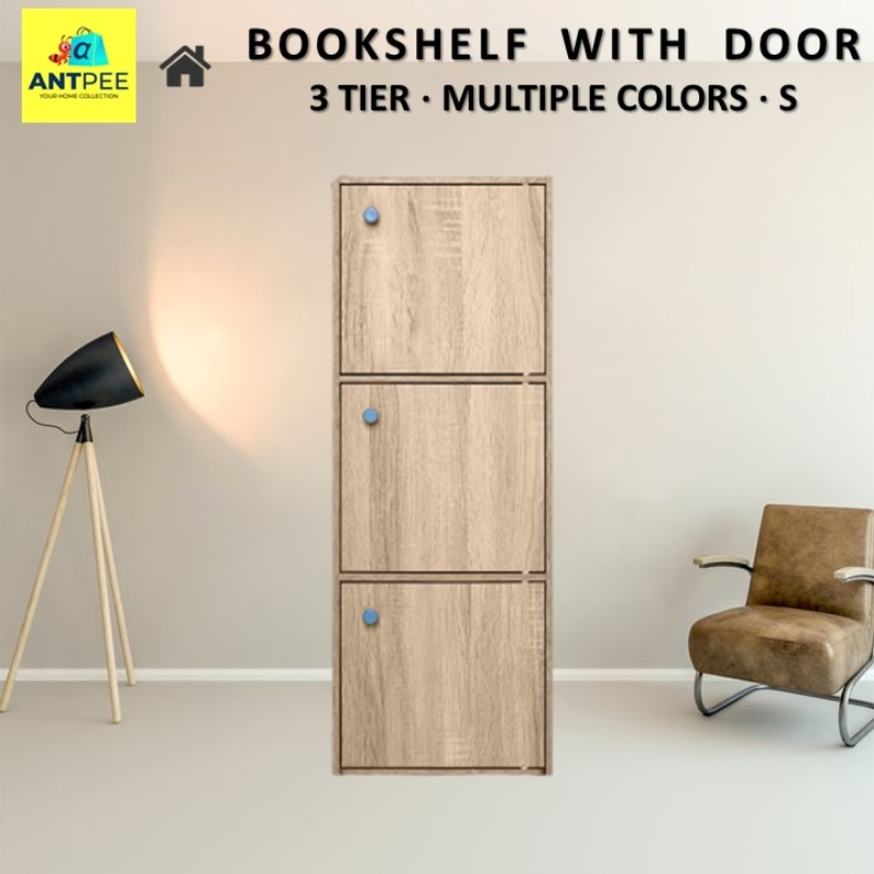 Antpee Tiers Bookshelf With Door S Multipurpose Shelf Rak Buku