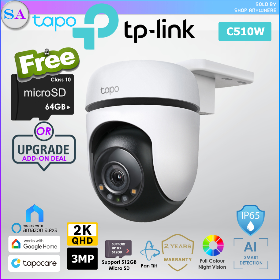 TP Link Tapo C510W 2K CCTV Pan Tilt AI Outdoor Home WiFi Network