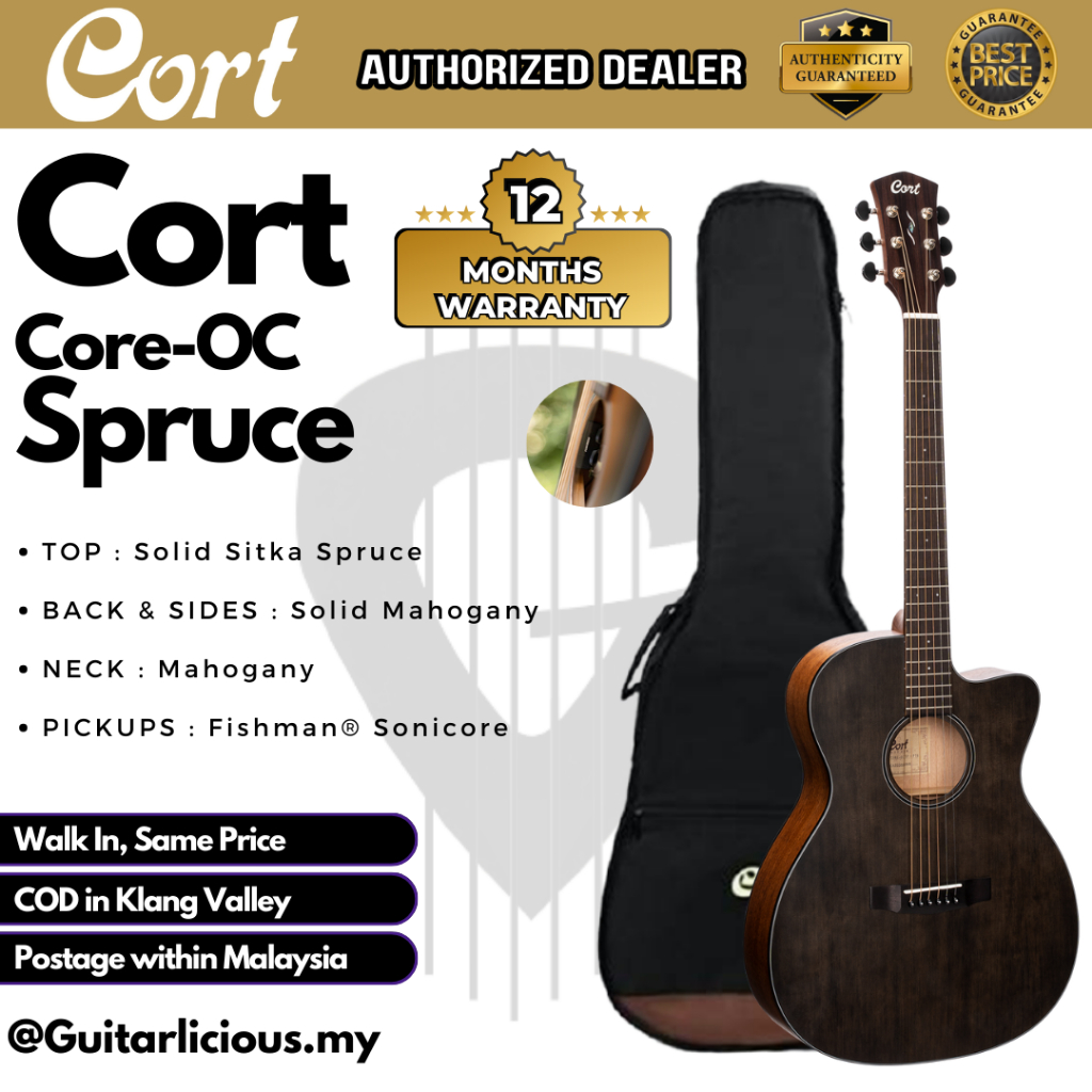 Cort Core Oc Spruce Acoustic Guitar With Fishman Sonitone Pickup Open