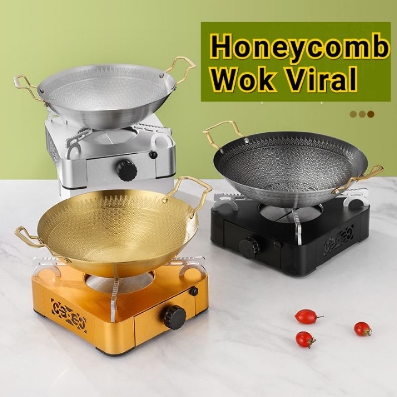 Korean Honeycomb Wok Stainless Steel Wok Kuali Sarang Lebah Shopee