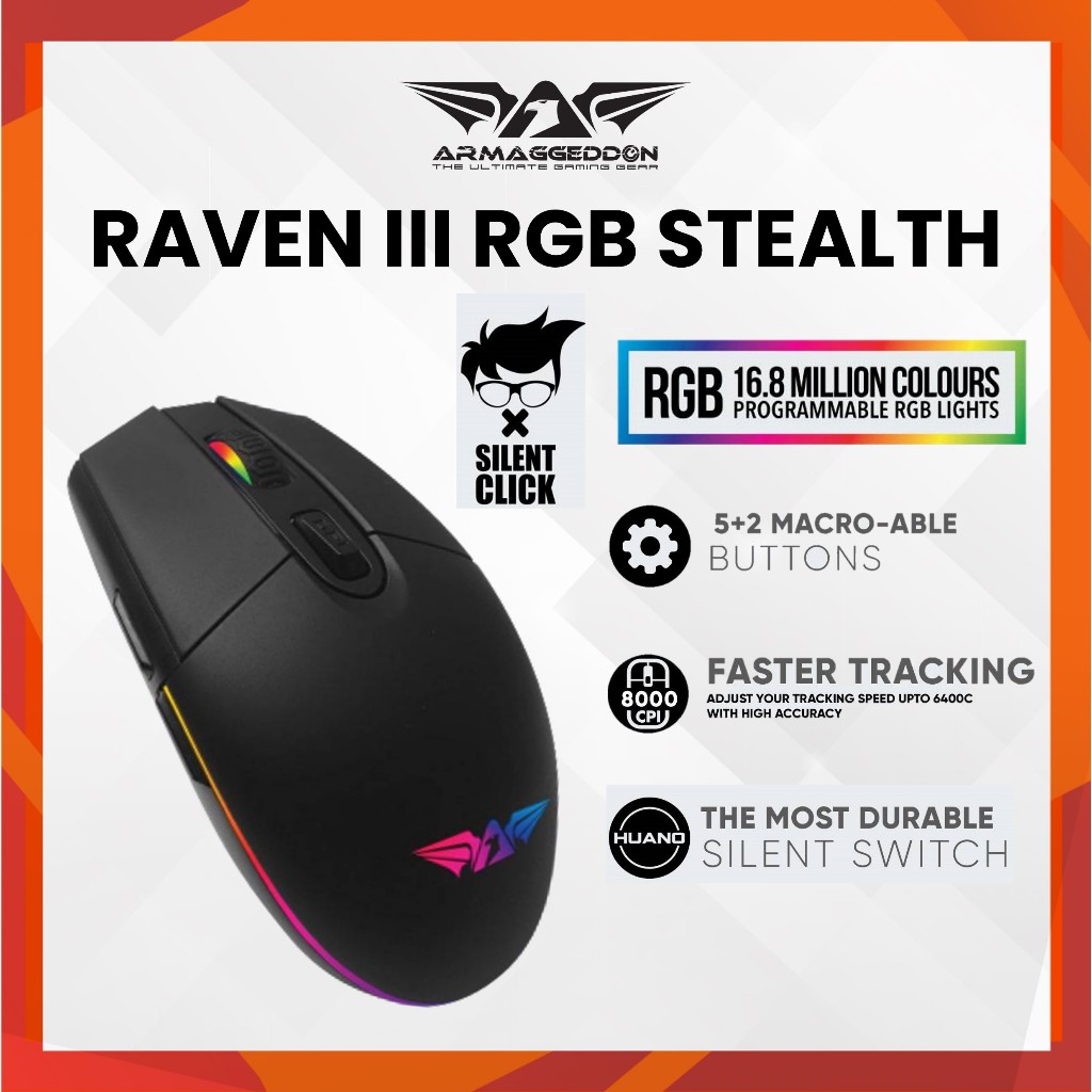 Armaggeddon Raven Iii Rgb Gaming Wired Mouse Raven Three Cpi M